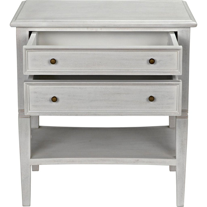 Noir Oxford 2-Drawer Side Table, White Wash - Mahogany & Veneer, 20"