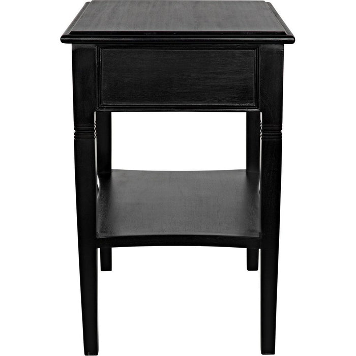 Noir Oxford 1-Drawer Side Table, Hand Rubbed Black - Mahogany & Veneer, 20"