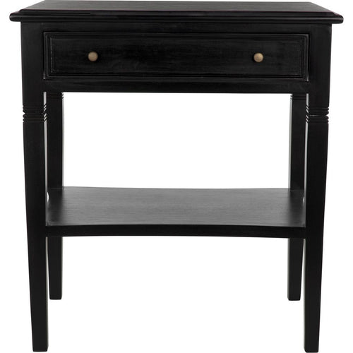 Noir Oxford 1-Drawer Side Table, Hand Rubbed Black - Mahogany & Veneer, 20"