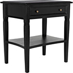 Noir Oxford 1-Drawer Side Table, Hand Rubbed Black - Mahogany & Veneer, 20"