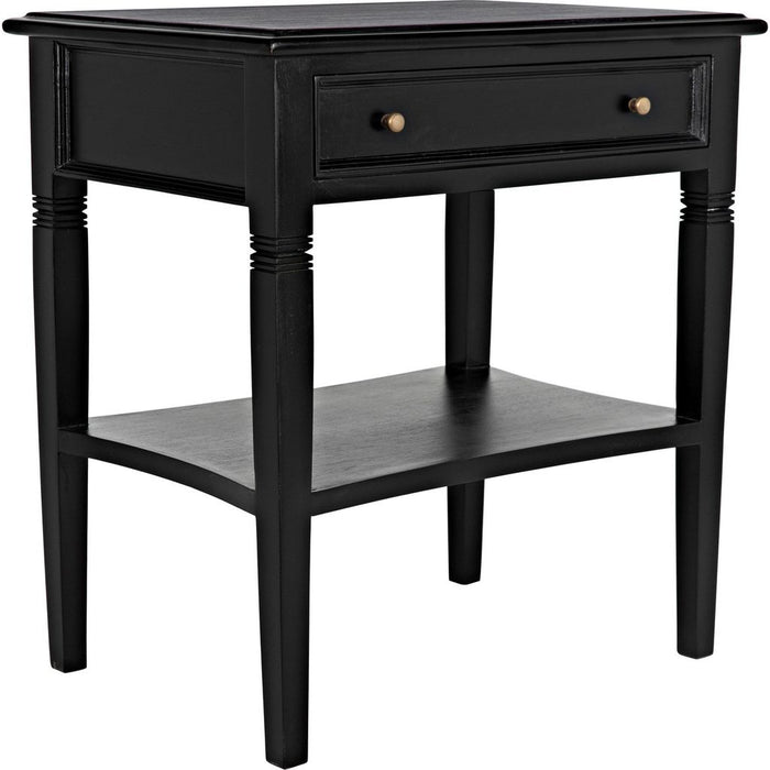 Noir Oxford 1-Drawer Side Table, Hand Rubbed Black - Mahogany & Veneer, 20"
