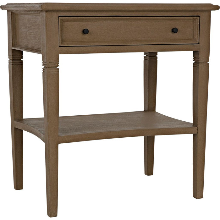 Noir Oxford 1-Drawer Side Table, Weathered - Mahogany, 20"