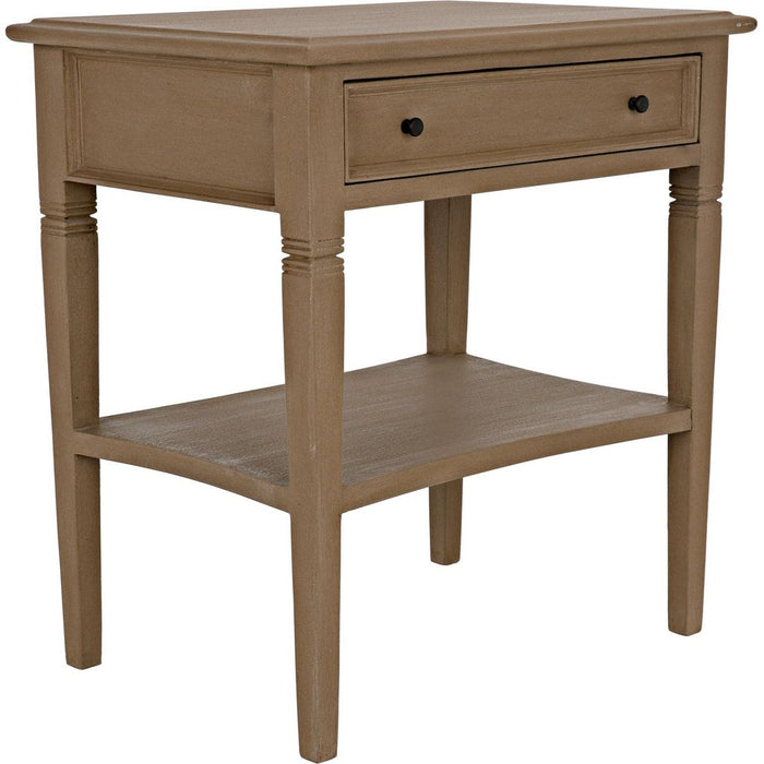 Noir Oxford 1-Drawer Side Table, Weathered - Mahogany, 20"