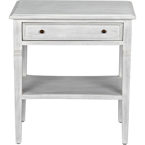 Noir Oxford 1-Drawer Side Table, White Wash - Mahogany & Veneer, 20"