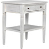 Noir Oxford 1-Drawer Side Table, White Wash - Mahogany & Veneer, 20"