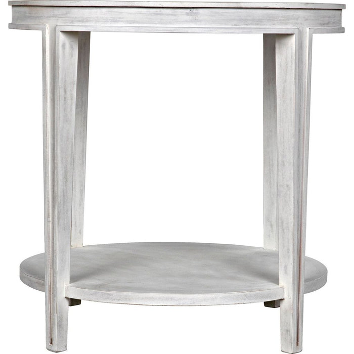Noir Imperial Side Table, White Wash - Mahogany & Antiqued Mirror, 26"