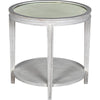 Noir Imperial Side Table, White Wash - Mahogany & Antiqued Mirror, 26"