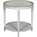 Noir Imperial Side Table, White Wash - Mahogany & Antiqued Mirror, 26"