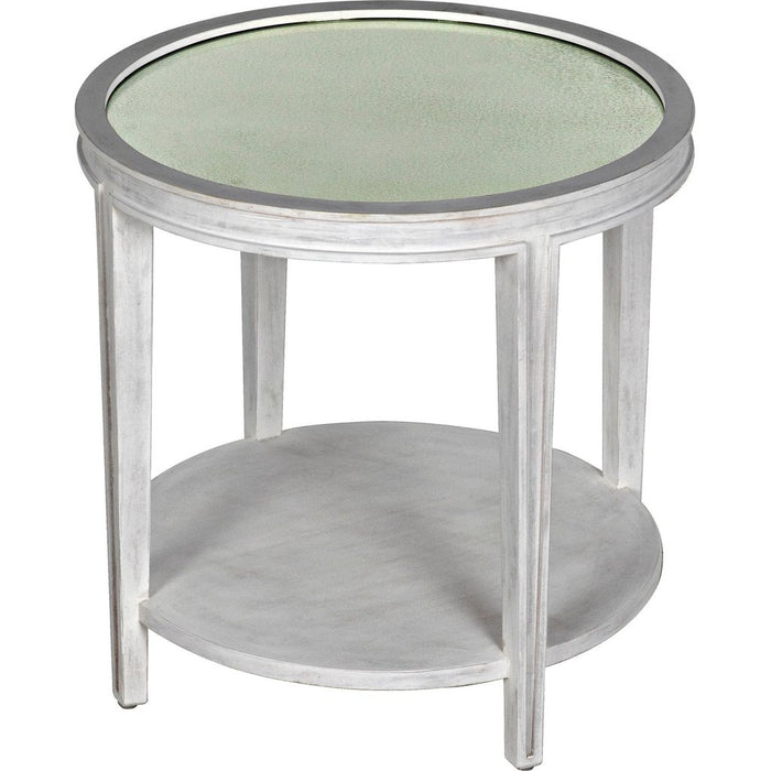 Noir Imperial Side Table, White Wash - Mahogany & Antiqued Mirror, 26"