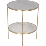 Noir Rivoli Side Table - Industrial Steel & Bianco Crown Marble, 25"