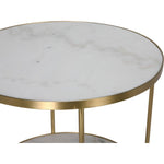 Noir Rivoli Side Table - Industrial Steel & Bianco Crown Marble, 25"
