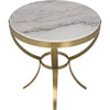 Noir Byron Side Table, Antique Brass - Industrial Steel & Bianco Crown Marble, 30"