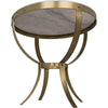 Noir Byron Side Table, Antique Brass - Industrial Steel & Bianco Crown Marble, 30"
