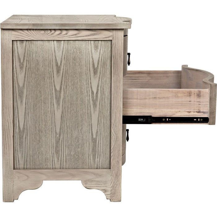 Noir Curved Front Side Table - Elm & Veneer, 22"