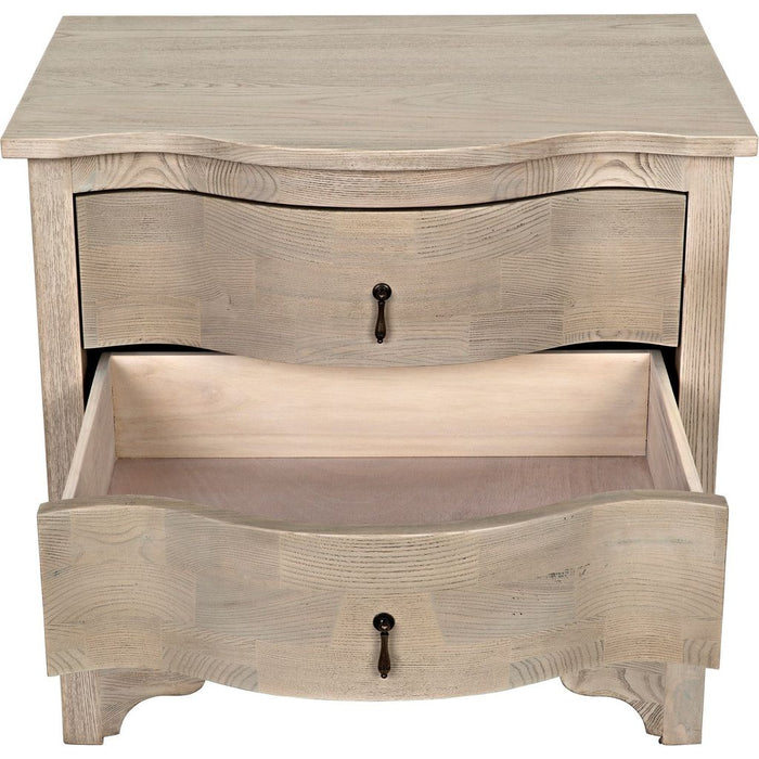 Noir Curved Front Side Table - Elm & Veneer, 22"