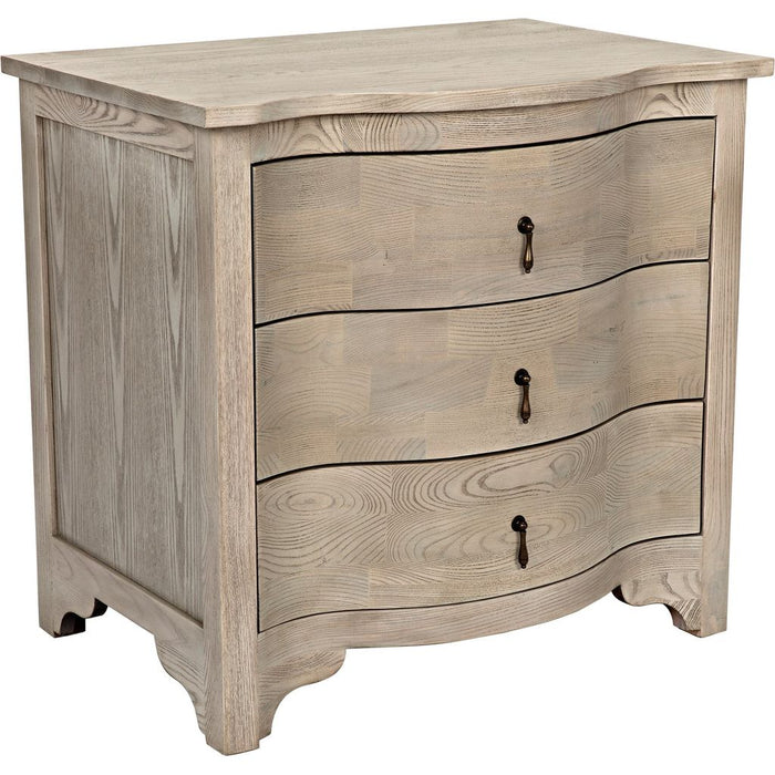 Noir Curved Front Side Table - Elm & Veneer, 22"