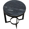 Noir Parker Side Table - Industrial Steel & Night Snow Marble, 25"