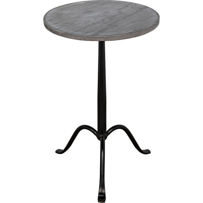Noir Cosmopolitan Side Table - Industrial Steel & Night Snow Marble, 15"