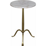 Noir Cosmopolitan Side Table - Industrial Steel & Bianco Crown Marble, 15"