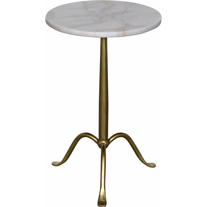 Noir Cosmopolitan Side Table - Industrial Steel & Bianco Crown Marble, 15"