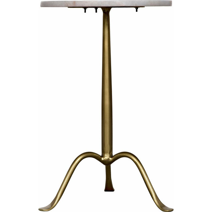 Noir Cosmopolitan Side Table - Industrial Steel & Bianco Crown Marble, 15"