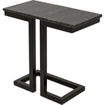 Noir Alonzo Side Table - Industrial Steel & Night Snow Marble, 13.5"