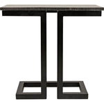 Noir Alonzo Side Table - Industrial Steel & Night Snow Marble, 13.5"