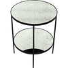 Noir Anna Side Table, Black Steel w/ Antiqued Mirror, 25"