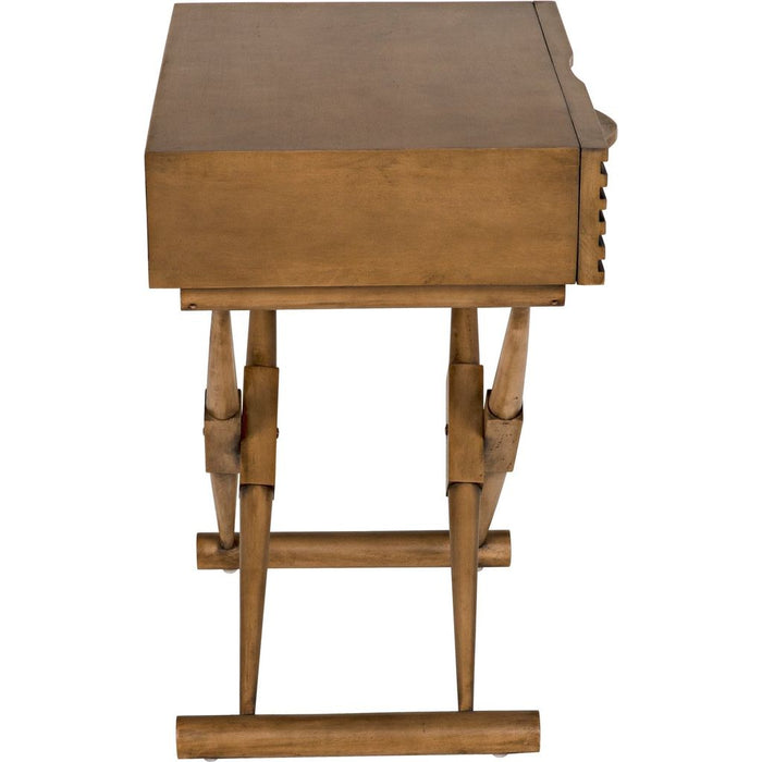 Noir Zanta Side Table, Saddle Brown - Mahogany & Veneer, 18"