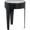 Noir Cylinder Side Table, Small - Industrial Steel & Bianco Crown Marble, 18"