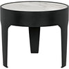 Noir Cylinder Side Table, Large - Industrial Steel & Bianco Crown Marble, 24"