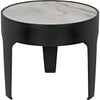 Noir Cylinder Side Table, Large - Industrial Steel & Bianco Crown Marble, 24"