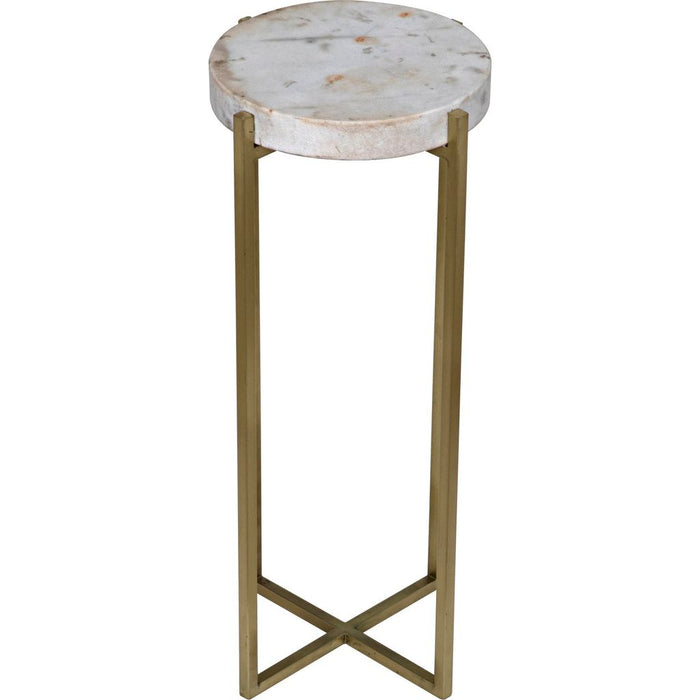 Noir Soho Side Table - Industrial Steel & Bianco Crown Marble, 11"