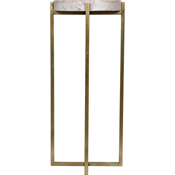 Noir Soho Side Table - Industrial Steel & Bianco Crown Marble, 11"