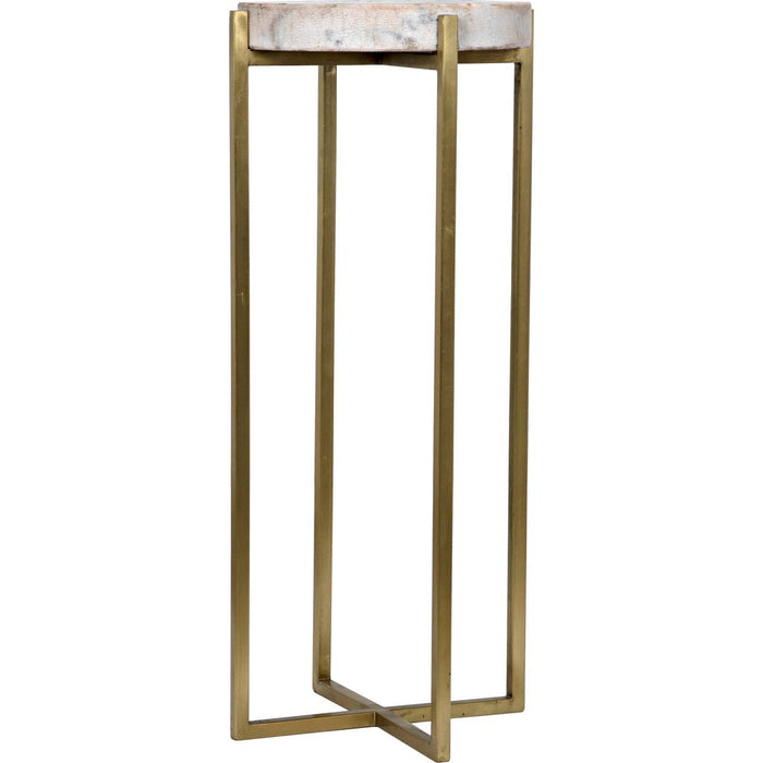 Noir Soho Side Table - Industrial Steel & Bianco Crown Marble, 11"