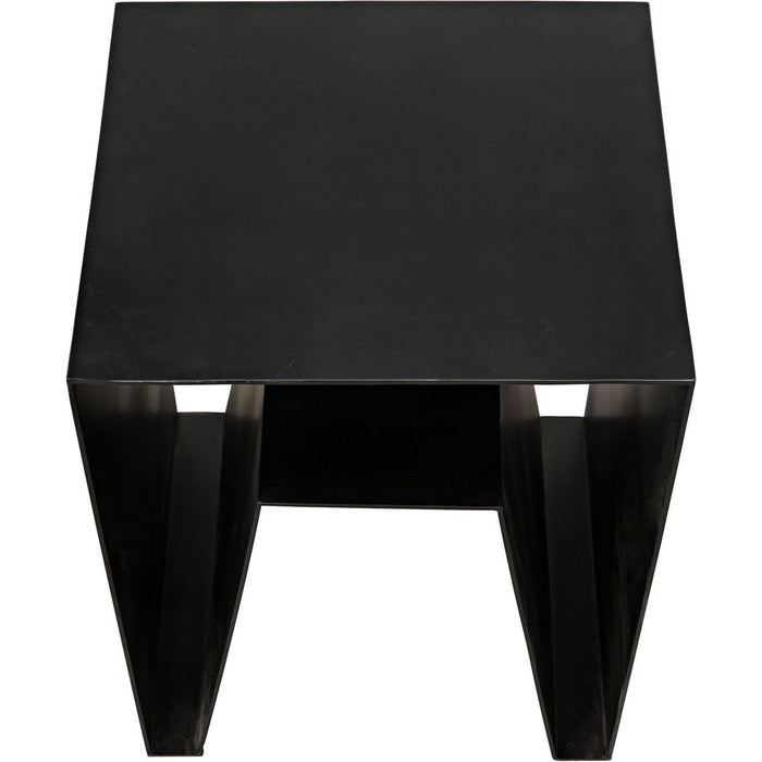 Noir Quintin Side Table, Black Steel, 17.5"