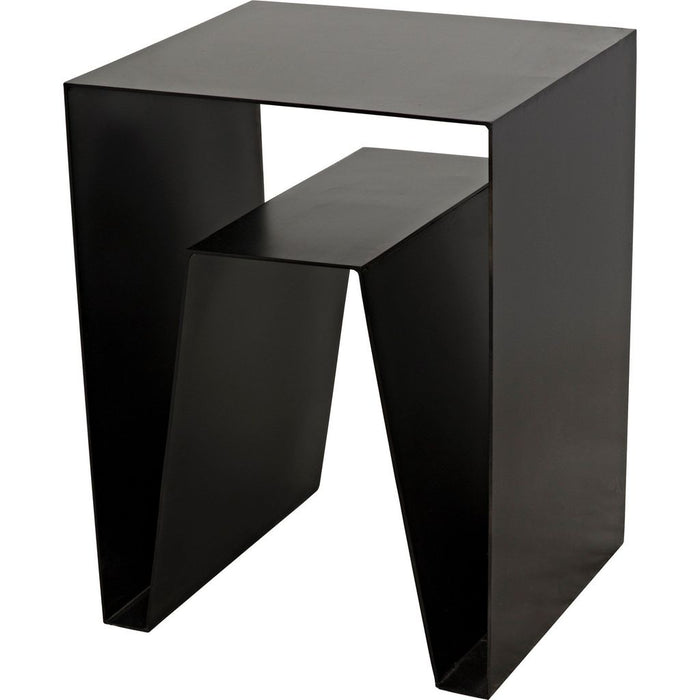 Noir Quintin Side Table, Black Steel, 17.5"