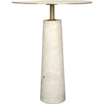 Noir Hotaru Side Table - Industrial Steel & Bianco Crown Marble, 21"