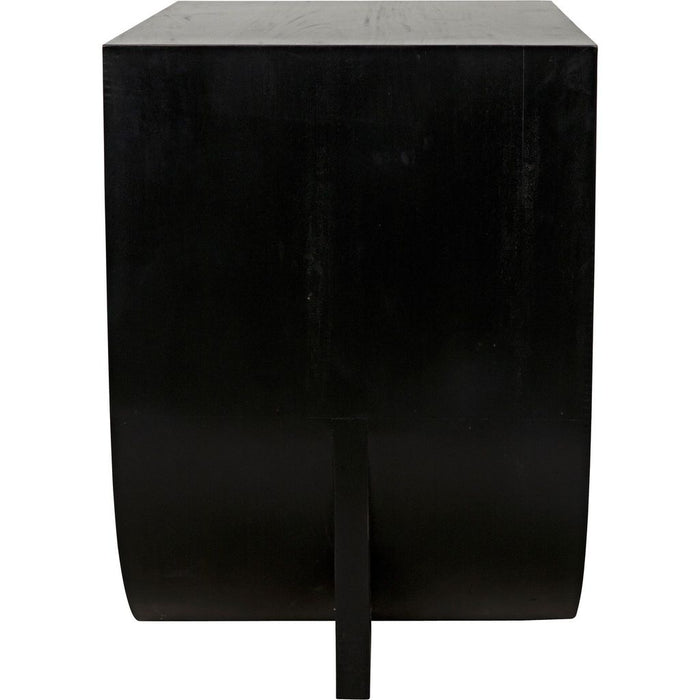 Noir Burton Side Table, Left, Hand Rubbed Black & Teak, 20"