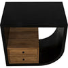 Noir Burton Side Table, Right, Hand Rubbed Black & Teak, 20"