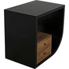 Noir Burton Side Table, Right, Hand Rubbed Black & Teak, 20"