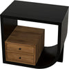 Noir Burton Side Table, Right, Hand Rubbed Black & Teak, 20"