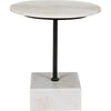 Noir Rodin Side Table - Industrial Steel & Bianco Crown Marble, 20"