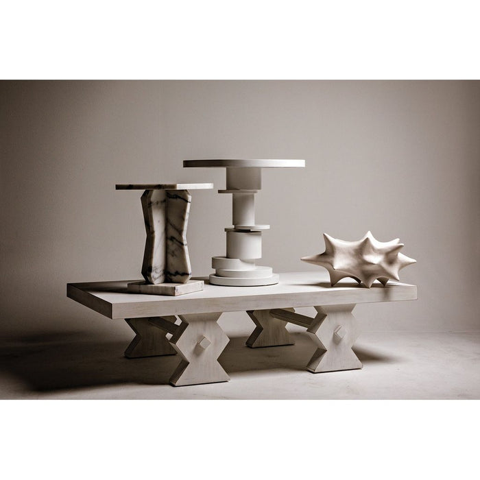 Noir Hugo Side Table, Solid White - Mahogany & Veneer, 28"