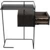 Noir Massimo Side Table, Black Steel & Walnut, 24"