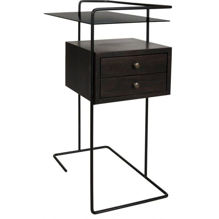 Primary vendor image of Noir Massimo Side Table, Black Steel & Walnut, 24"