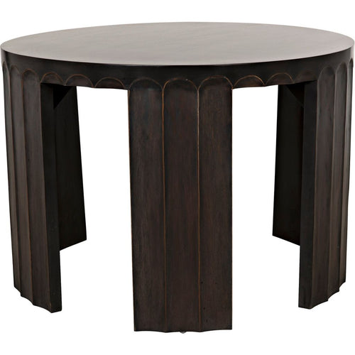 Noir Fluted Side Table, Pale w/ Light Brown Trim, 32"