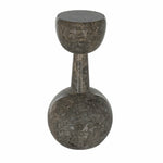 Noir Furniture Chiara Side Table, Brown Marble, 12" D x 12" W