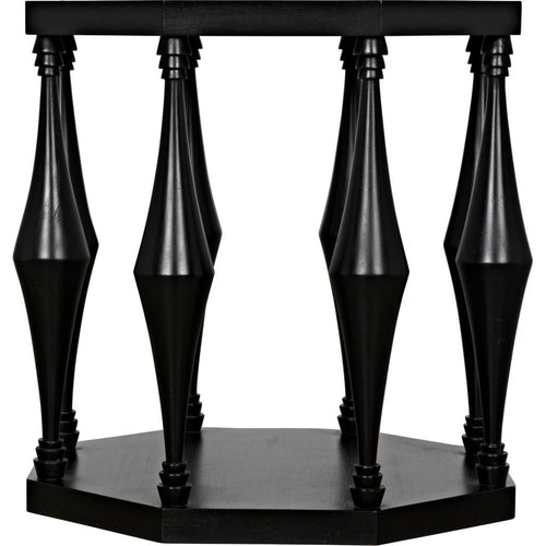 Noir Marceo Side Table, Hand Rubbed Black - Mahogany, 26"