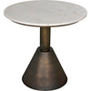 Noir Joseph Side Table, Aged Brass - Industrial Steel & White Marble, 30"